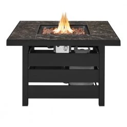Home Decorators Collection Summerfield Black 39.5 in. x 25 in. Square Steel Black Marble-Look Tile Top LP Gas Fire Pit -Home Decorators Soldes black home decorators collection gas fire pits 2364fp 2 44 1000