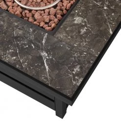 Home Decorators Collection Summerfield Black 39.5 in. x 25 in. Square Steel Black Marble-Look Tile Top LP Gas Fire Pit -Home Decorators Soldes black home decorators collection gas fire pits 2364fp 2 4f 1000