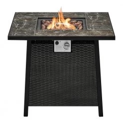 Home Decorators Collection Tucson 30 in. Square x 25.5 in. Steel Black Marble Tile Top LP Gas Fire Pit -Home Decorators Soldes black home decorators collection gas fire pits 2479fp 2 fa 1000