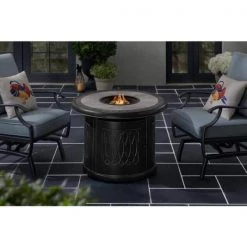 Home Decorators Collection St. Charles 36 in. x 25 in. Round Steel Liquid Propane Black Fire Pit Table -Home Decorators Soldes black home decorators collection gas fire pits fhtm80318 77 1000