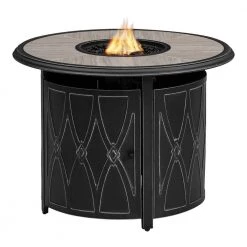 Home Decorators Collection Kendrick 35.04 in. x 25.20 in. Steel Round Propane Gas Firepit