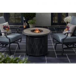 Home Decorators Collection Kendrick 35.04 in. x 25.20 in. Steel Round Propane Gas Firepit -Home Decorators Soldes black home decorators collection gas fire pits fhts80284 77 1000