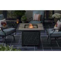 Home Decorators Collection Kendrick 39.96 in. x 39.96 in. Square Steel Propane Gas Black Fire Pit