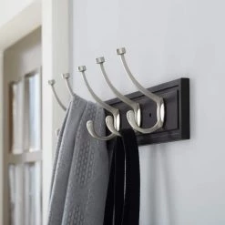 Home Decorators Collection 27 in. Black Rack with 5 Satin Nickel Hooks 10 Home Decorators Collection 27 in. Black Rack with 5 Satin Nickel Hooks -Home Decorators Soldes black home decorators collection hooks 63091 77 1000