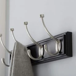 Home Decorators Collection 18 in. Black Snap Install Hook Rack with 4 Satin Nickel Pill Top Hooks -Home Decorators Soldes black home decorators collection hooks 63095 1d 1000
