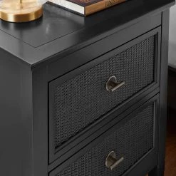 Home Decorators Collection Marsden Black 2-Drawer Cane Nightstand -Home Decorators Soldes black home decorators collection nightstands 13966 02 1d 1000