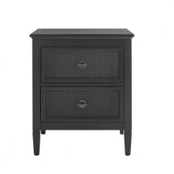 Home Decorators Collection Marsden Black 2-Drawer Cane Nightstand