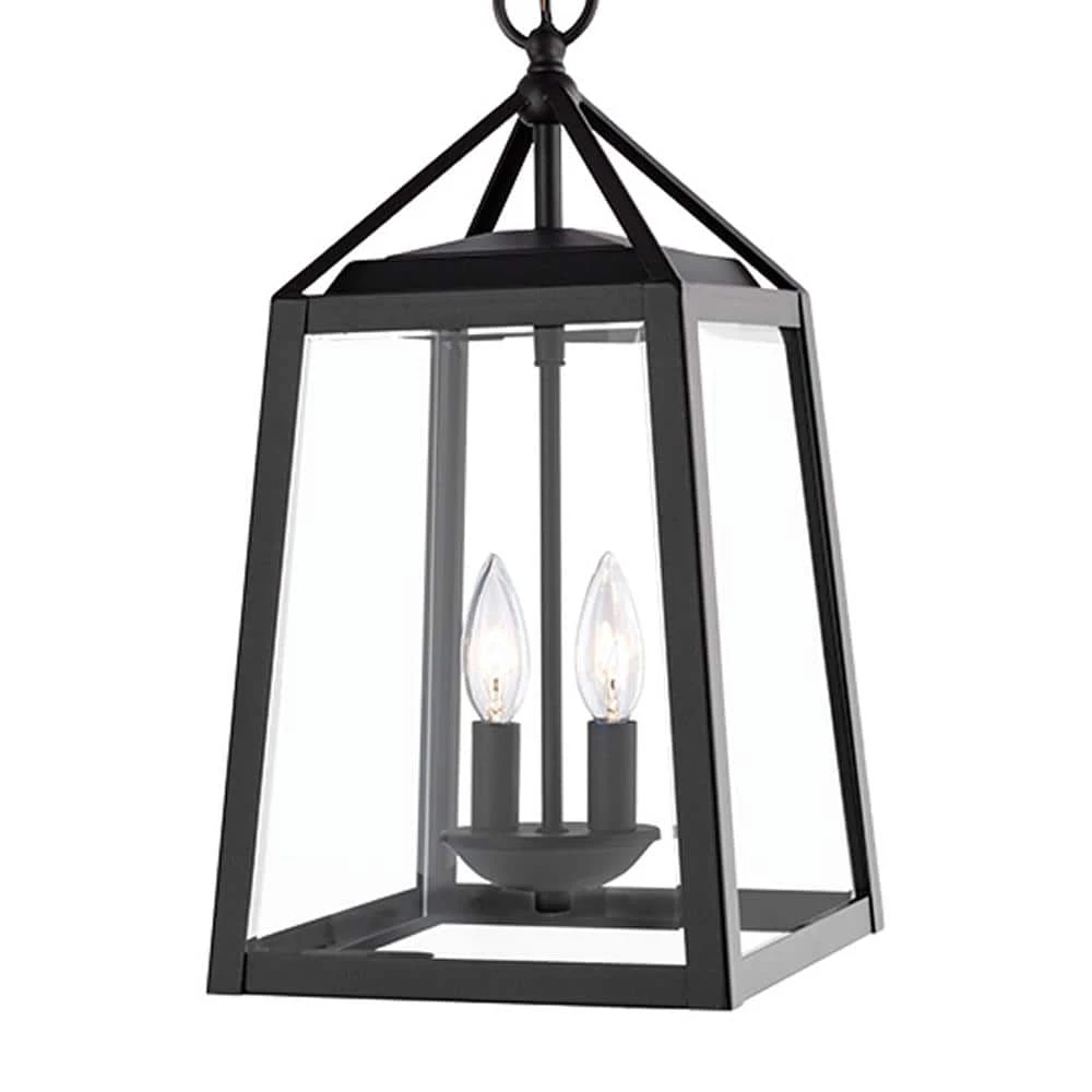 Home Decorators Collection Blakeley Transitional 2-Light Black Outdoor Pendant with Beveled Glass 7 Home Decorators Collection Blakeley Transitional 2-Light Black Outdoor Pendant with Beveled Glass - Image 5