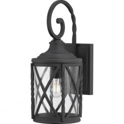 Home Decorators Collection Walcott Manor 8 in. One-Light Gilded Iron Industrial Outdoor Wall Lantern Sconce with Clear Seeded Glass -Home Decorators Soldes black home decorators collection outdoor sconces 7954hdcbldi 1f 1000