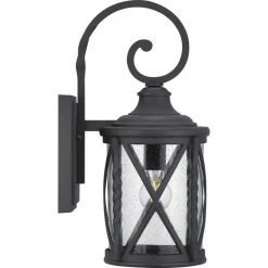 Home Decorators Collection Walcott Manor 8 in. One-Light Gilded Iron Industrial Outdoor Wall Lantern Sconce with Clear Seeded Glass -Home Decorators Soldes black home decorators collection outdoor sconces 7954hdcbldi 44 1000