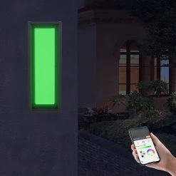 Home Decorators Collection Hubspace Modern 1-Light Black LED Outdoor Wall Lantern Sconce with Color Changing Light Output from 3000K-6000K (1-Pack) -Home Decorators Soldes black home decorators collection outdoor sconces g19226 44 1000