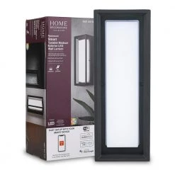 Home Decorators Collection Hubspace Modern 1-Light Black LED Outdoor Wall Lantern Sconce with Color Changing Light Output from 3000K-6000K (1-Pack) -Home Decorators Soldes black home decorators collection outdoor sconces g19226 c3 1000