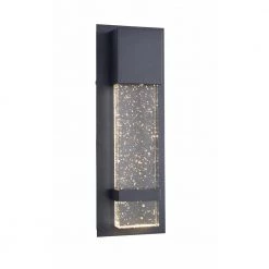 Home Decorators Collection 1-Light Black LED Integrated Outdoor Sconce Lantern Light with Seeded Glass