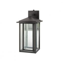 Home Decorators Collection Mauvo Canyon Collection Black Outdoor Seeded Glass Dusk to Dawn Wall Lantern Sconce
