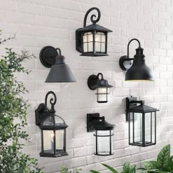 Home Decorators Collection Mauvo Canyon Collection Black Outdoor Seeded Glass Dusk to Dawn Wall Lantern Sconce -Home Decorators Soldes black home decorators collection outdoor sconces kb 06005 del 77 1000