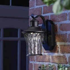 Home Decorators Collection Avia Falls Black Outdoor LED Dusk to Dawn Wall Lantern Sconce -Home Decorators Soldes black home decorators collection outdoor sconces led hd501 bk 40 1000