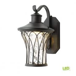 Home Decorators Collection Avia Falls Black Outdoor LED Dusk to Dawn Wall Lantern Sconce -Home Decorators Soldes black home decorators collection outdoor sconces led hd501bk med c3 1000