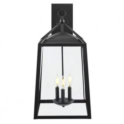 Home Decorators Collection Blakeley Transitional 3-Light Black Hardwired Extra Large Outdoor Wall Lantern Sconce with Beveled Glass -Home Decorators Soldes black home decorators collection outdoor sconces xl 19905 1d 1000