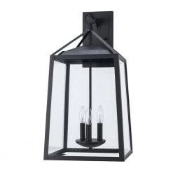 Home Decorators Collection Blakeley Transitional 3-Light Black Hardwired Extra Large Outdoor Wall Lantern Sconce with Beveled Glass -Home Decorators Soldes black home decorators collection outdoor sconces xl 19905 1f 1000
