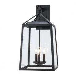 Home Decorators Collection Blakeley Transitional 3-Light Black Hardwired Extra Large Outdoor Wall Lantern Sconce with Beveled Glass -Home Decorators Soldes black home decorators collection outdoor sconces xl 19905 4f 1000