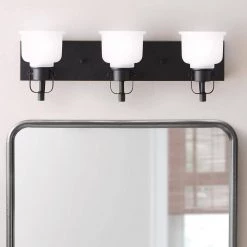 Home Decorators Collection Rockhill 22.07 in. 3-Light Black LED Vanity Light Dark LED -Home Decorators Soldes black home decorators collection vanity lighting 51779 40 1000