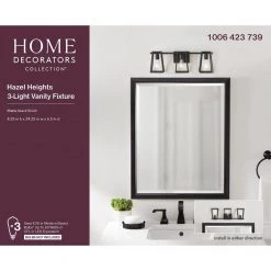Home Decorators Collection Hazel Heights 24 in. 3-Light Black Rustic Farmhouse Bathroom Vanity Light -Home Decorators Soldes black home decorators collection vanity lighting knt1303ax 02 1f 1000
