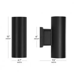 Home Decorators Collection TURRILL Black Matte Outdoor Wall Cylinder Light Up Down -Home Decorators Soldes black matte home decorators collection outdoor sconces 80706 4f 1000