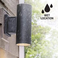 Home Decorators Collection TURRILL Black Matte Outdoor Wall Cylinder Light Up Down -Home Decorators Soldes black matte home decorators collection outdoor sconces 80706 76 1000