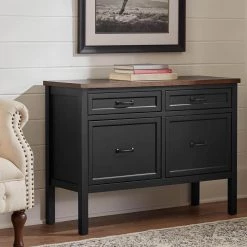 Home Decorators Collection Appleton 4 Drawer Black and Walnut Wood Lateral File Console (41.5 in. W x 30.5 in. H) -Home Decorators Soldes black walnut home decorators collection file cabinets sk19346e2r2 b 40 1000