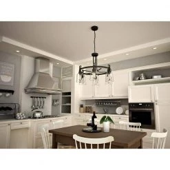 Home Decorators Collection Knollwood 30 in. 5-Light Blackened Bronze Industrial Round Chandelier with Brass Accents and Clear Glass Shades -Home Decorators Soldes blackened bronze home decorators collection chandeliers 7991hdcbbdi 76 1000