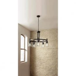 Home Decorators Collection Knollwood 30 in. 5-Light Blackened Bronze Industrial Round Chandelier with Brass Accents and Clear Glass Shades -Home Decorators Soldes blackened bronze home decorators collection chandeliers 7991hdcbbdi c3 1000