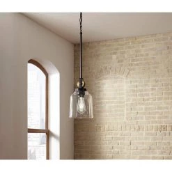 Home Decorators Collection Knollwood 7 in. 1-Light Blackened Bronze Industrial Mini Pendant Light with Vintage Brass Accents & Clear Glass Shade -Home Decorators Soldes blackened bronze home decorators collection pendant lights 7994hdcbbdi 40 1000