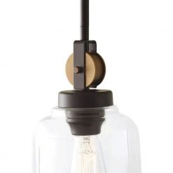 Home Decorators Collection Knollwood 7 in. 1-Light Blackened Bronze Industrial Mini Pendant Light with Vintage Brass Accents & Clear Glass Shade -Home Decorators Soldes blackened bronze home decorators collection pendant lights 7994hdcbbdi fa 1000