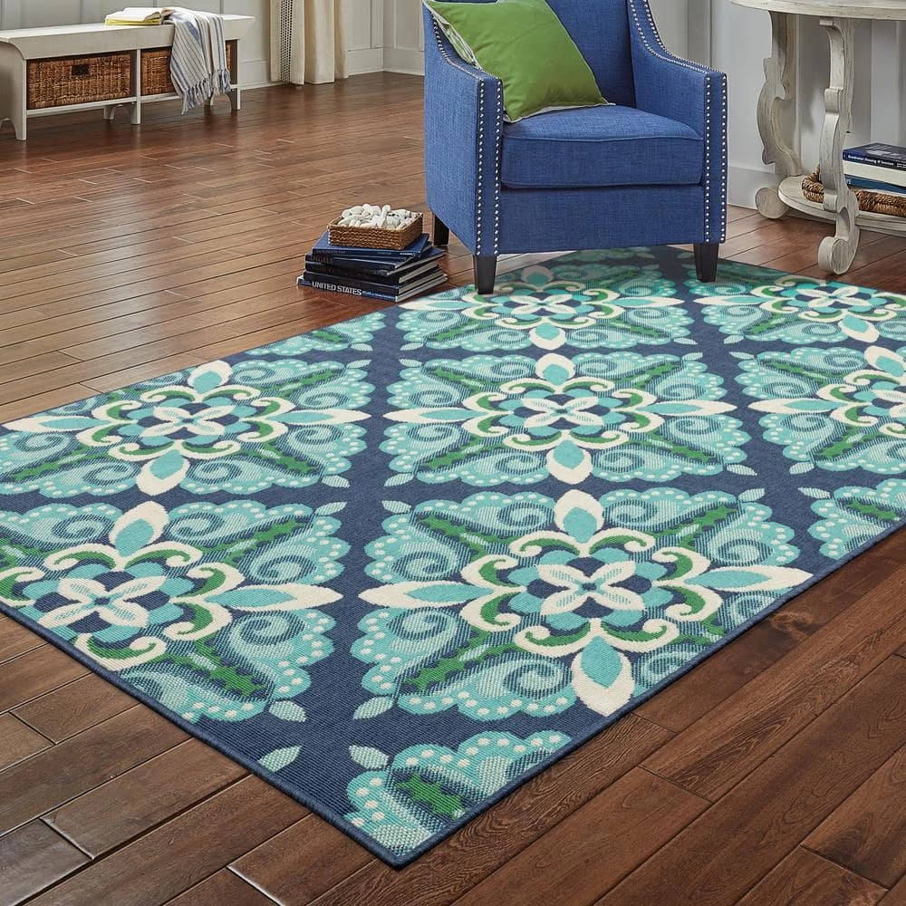 Home Decorators Collection Bayview Blue/Aqua 5 ft 3 in x 7 ft 6 in Outdoor Area Rug 4 Home Decorators Collection Bayview Blue/Aqua 5 ft 3 in x 7 ft 6 in Outdoor Area Rug - Image 2