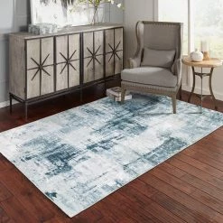 Home Decorators Collection Harmony Machine Washable Blue 7 ft. 6 in. x 10 ft. Abstract Polyester Indoor Area Rug -Home Decorators Soldes blue home decorators collection area rugs 592463 e1 1000