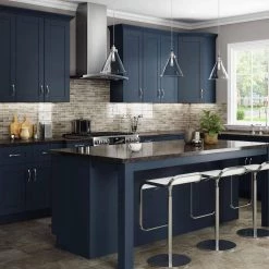 Home Decorators Collection Washington Vessel Blue Plywood Shaker Stock Assembled Base Kitchen Cabinet Soft Close Left 21 in. x 34.5 in. x 24 in. -Home Decorators Soldes blue thermofoil home decorators collection assembled kitchen cabinets b21l wvb 31 1000
