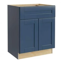 Home Decorators Collection Washington Vessel Blue Plywood Shaker Stock Assembled Sink Base Kitchen Cabinet Soft Close 24 in. x 34.5 in. x 24 in.
