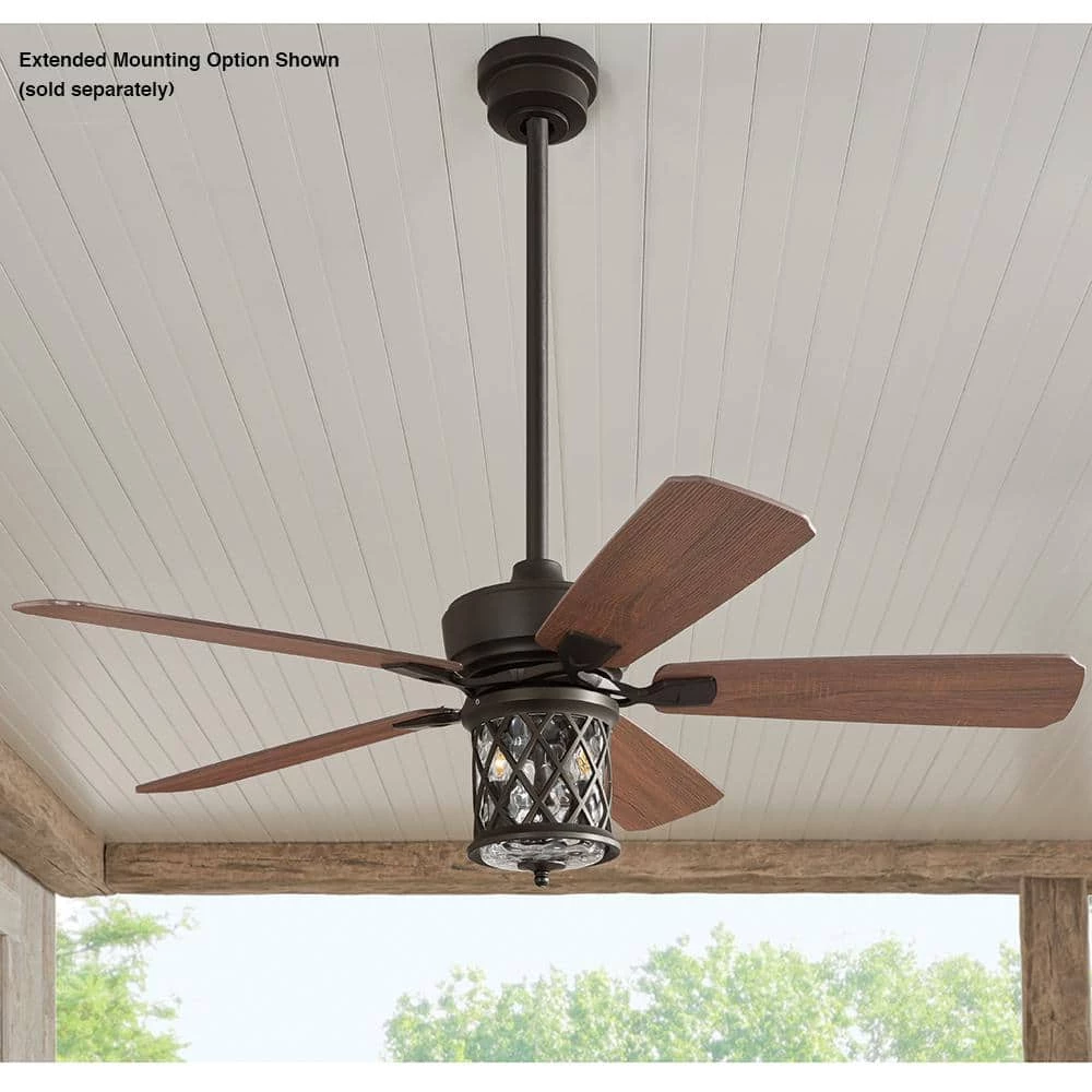 Home Decorators Collection Pine Meadows 52 in. Indoor/Outdoor LED Bronze Damp Rated Downrod Ceiling Fan with Dimmable Light Kit and Remote Control 4 Home Decorators Collection Pine Meadows 52 in. Indoor/Outdoor LED Bronze Damp Rated Downrod Ceiling Fan with Dimmable Light Kit and Remote Control - Image 2