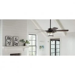 Home Decorators Collection Shanahan 52 in. Indoor/Outdoor LED Bronze Ceiling Fan with Light Kit, Downrod and Reversible Blades -Home Decorators Soldes bronze home decorators collection ceiling fans with lights 59201 76 1000