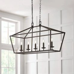 Home Decorators Collection Weyburn 5-Light 36 in. Bronze Caged Farmhouse Linear Island Hanging Chandelier for Kitchen -Home Decorators Soldes bronze home decorators collection chandeliers 5 76201 31 1000
