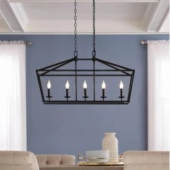 Home Decorators Collection Weyburn 5-Light 36 in. Bronze Caged Farmhouse Linear Island Hanging Chandelier for Kitchen -Home Decorators Soldes bronze home decorators collection chandeliers 5 76201 44 1000