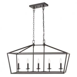 Home Decorators Collection Weyburn 5-Light 36 in. Bronze Caged Farmhouse Linear Island Hanging Chandelier for Kitchen -Home Decorators Soldes bronze home decorators collection chandeliers 5 76201 c3 1000