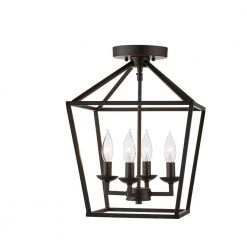 Home Decorators Collection Weyburn 16.5 in. 4-Light Bronze Semi-Flush Mount Kitchen Ceiling Light Fixture
