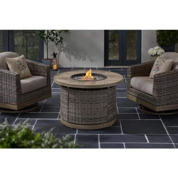 Home Decorators Collection Avondale 39.96 in. x 25 in. Round Steel Propane Gas Brown Fire Pit 6 Home Decorators Collection Avondale 39.96 in. x 25 in. Round Steel Propane Gas Brown Fire Pit - Image 4