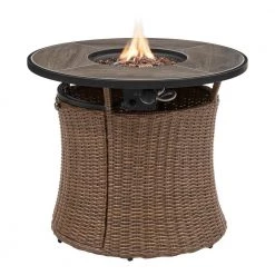 Home Decorators Collection Kettering 29.92 in. x 25 in. Round Steel Propane Gas Brown Fire Pit