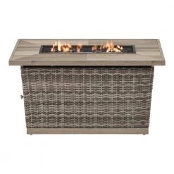 Home Decorators Collection Avondale 25.98 in. x 25 in. Rectangular Steel Propane Gas Brown Fire Pit