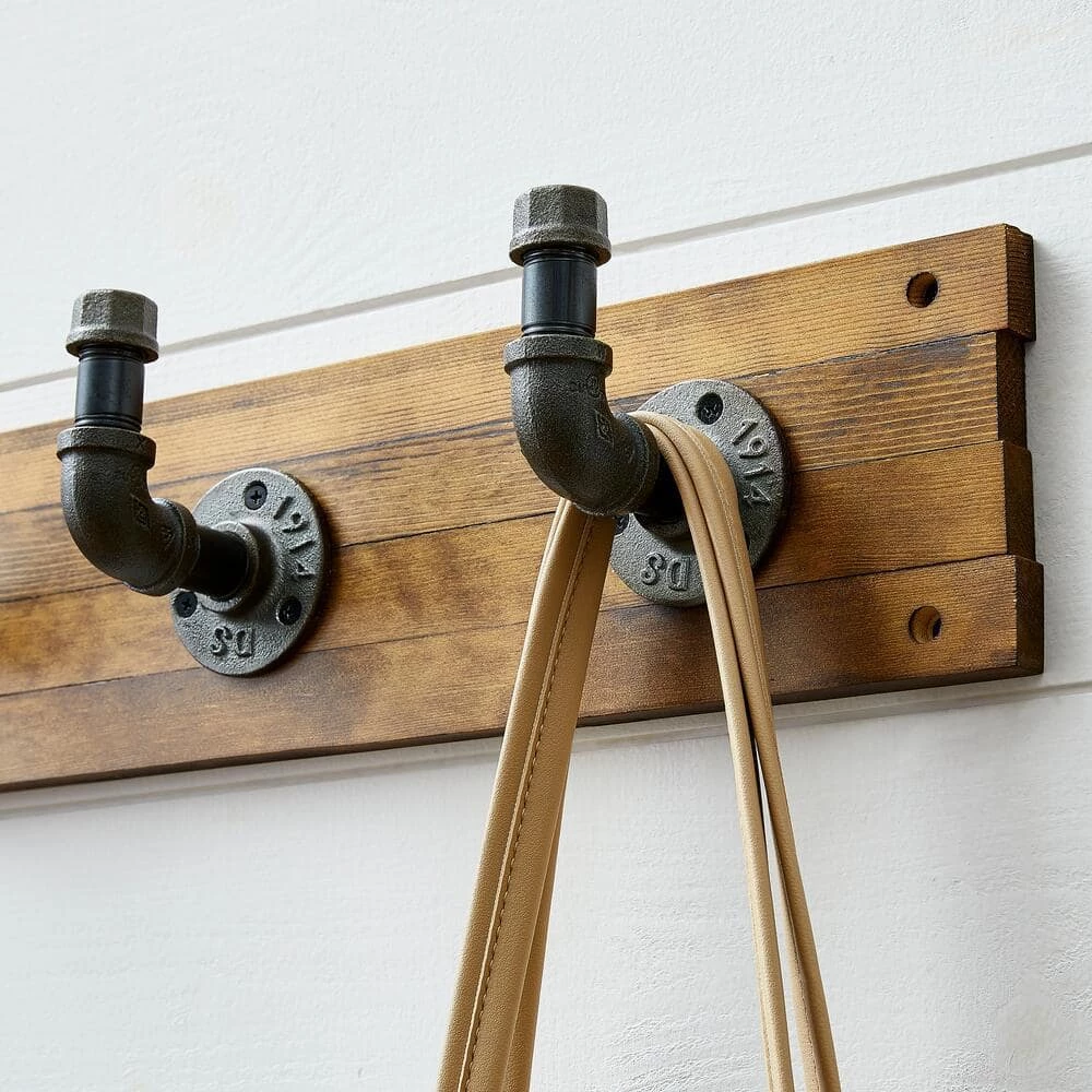 Home Decorators Collection 27 in. Brown Hook Rack with 4 Industrial Pipe Hooks 6 Home Decorators Collection 27 in. Brown Hook Rack with 4 Industrial Pipe Hooks - Image 4