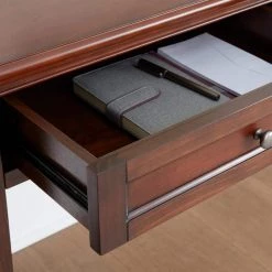 Home Decorators Collection 44 in. Rectangular Brown 2 Drawer Writing Desk with Solid Wood Material -Home Decorators Soldes brown home decorators collection writing desks sk19051a3 sb 1d 1000