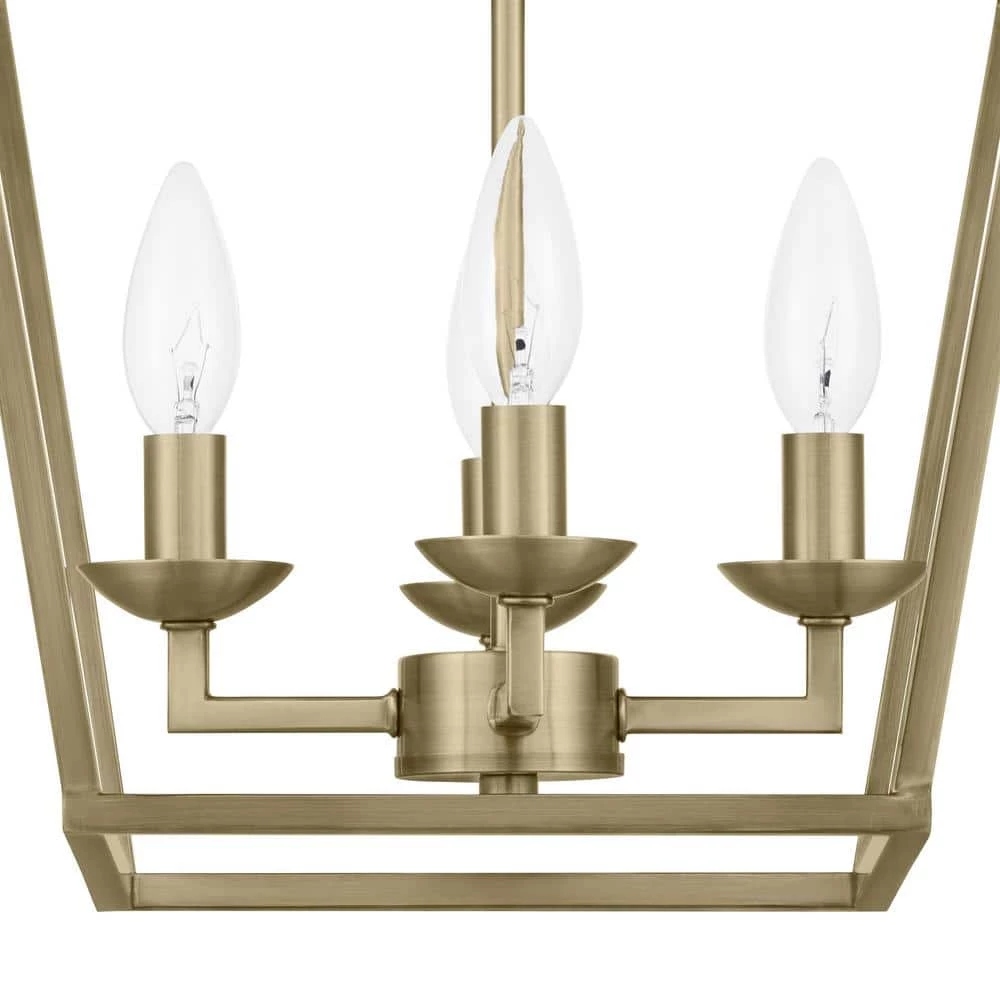 Home Decorators Collection Weyburn 16.5 in. 4-Light Brushed Brass Lantern Farmhouse Semi-Flush Mount Ceiling Light Fixture 5 Home Decorators Collection Weyburn 16.5 in. 4-Light Brushed Brass Lantern Farmhouse Semi-Flush Mount Ceiling Light Fixture - Image 3