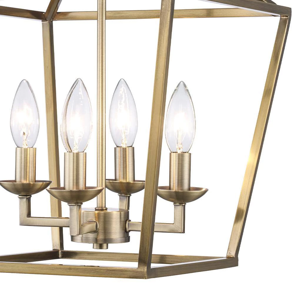Home Decorators Collection Weyburn 16.5 in. 4-Light Brushed Brass Lantern Farmhouse Semi-Flush Mount Ceiling Light Fixture 10 Home Decorators Collection Weyburn 16.5 in. 4-Light Brushed Brass Lantern Farmhouse Semi-Flush Mount Ceiling Light Fixture - Image 8